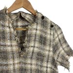 ZARA Women’s Tweed Plaid Leather Pocket Shift Mini Dress Beige Size XS Photo 2
