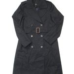 J.Crew NWT Petite 2011 Icon Trench in Black Cotton Double-Breasted Coat 0P Photo 4