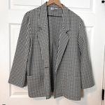 Vintage Gingham Print Front Pockets Blazer Jacket Black Size 14 Photo 1