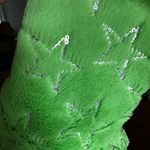 SO NWOT  Sz: W 9/10 Fuzzy Bright Grinch Green Sequin Star Slipper Boots. Faux fur Photo 7