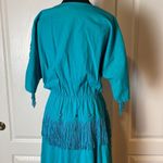 VINTAGE LILIA GUILTY WESTERN TEAL FRINGE MAXI DRESS Blue Size M Photo 5
