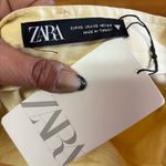 ZARA NEW Butter Yellow Preppy Lightweight Belted Barrel Wide Leg Pants XS Photo 7