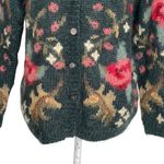 Talbots Vintage Hand Knit Mohair Sweater Cardigan Women’s Size S Green Florall Photo 2