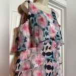 Slny  Fashions New York Floral Tiered Chiffon Short Sleeve Ruffled Women’s Dress Photo 3