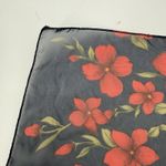 Unbranded Black & Red Hibiscus Flower Pattern Square Sheer Scarf Accessory Photo 1
