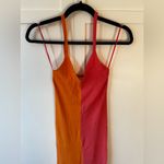 ZARA Colorblock Midi Orange & Pink Halter Dress Size Small Photo 3