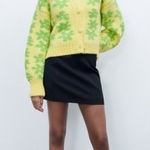 ZARA Floral Jacquard Knit Retro Pop Flower Chunky Cardigan Photo 0