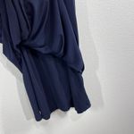Ralph Lauren Lauren Navy Ruched Faux Wrap Dress Size 4 | 3/4 Sleeve Knee Length Photo 7
