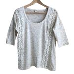 Daytrip  multicolor speckled cream space dye crochet trim top M Photo 0