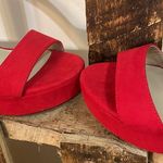 Dream Paris Dream Pairs heels woman’s red chunky fashion ankle strap platform shoe New Sz 7 Photo 6