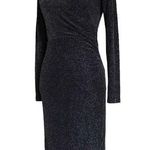 Onyx Nite  Black Metallic Asymmetric Cocktail Dress size 4 Photo 0