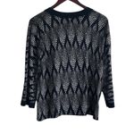 Cable & Gauge Women Cardigan L Black Crew Neck 3/4 Sleeve 3 Large Button Closure Photo 2