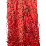 NWT Mandalay Kapok Red Beaded Feather Fringe Maxi Long Evening Gown Dress Size 4 Photo 3