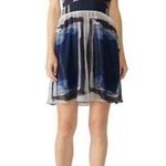 Slate + Willow Blue Printed Crepe Watercolor Short Sleeve Mini Dress 0 Blue Grey Photo 0