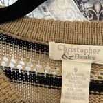 Christopher & Banks  Tan And Black‎ Stripe Button Front Cardigan Size Small Photo 3