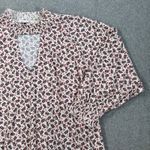 Torrid Choker Neck Smocked Bottom Floral Blouse Women's 4/4X Long Sleeve Ribbed Photo 2