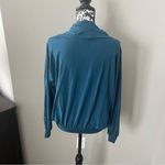 Garnet Hill  Long Sleeve Shirt Top Mockneck blue green medium Photo 5