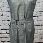 Akris Punto  Houndstooth Gray Wool Belted‎ Dress Photo 0
