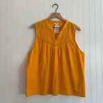 J.Crew Eyelet Cotton Sleeveless Split Neck Tank Top Yellow/Orange Size XL NWT Photo 1