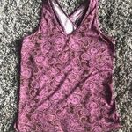 The North Face  Tank Top Sz S Purple paisley cross back gym yoga Vapor Wick bra Photo 0