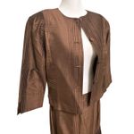 Emmelle New York Silk Skirt and Jacket Set Size S Chocolate Brown Quiet Luxury Photo 1
