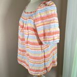 Talbots Plus Square Neck Linen Top Palm Stripe size 1X Photo 5