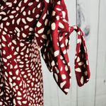 West K Faux Wrap Blouse 3/4 Sleeve Tie Maroon Polka Dot Women's Size M Size M Photo 4