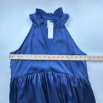 Glam Los Angeles Blue A-Line Tiered Halter V-neck Satin Dress Size Small Photo 5