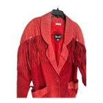 Vintage 1980s Avanti Red Suede Western Fringe Frontier Leather Coat medium Photo 4