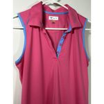Greg Norman  Golf Play Polo Sleeveless Pink Performance Wear Blue Accent Size Med Photo 1