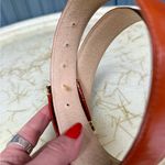 Bass Vintage 80s Red Leather Belt with Gold Buckle Size Medium Made in USA Brown Photo 9