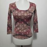 STAR CCC 90s Lace Floral Print 3/4 Sleeve Scoop Neck Top Small Fairy Slims Brown Size undefined Photo 1