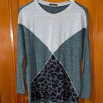 Cato  Gray and Green Leopard Print Sweatshirt Photo 0