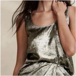 Banana Republic Metallic Gold Scoop Front+Back Blouse Size Large Photo 0