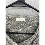 Chico's  Women's Knit Blazer Gray Crochet Marled Open Front Size 1 Fringe Hem Photo 13