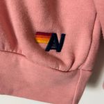 Aviator Nation Women's Heart Embroidery Relaxed Crew Sweatshirt in Pink Size XL Photo 3