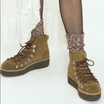 Free People Durango Olive Tan Suede Leather Lace Up Platform Hiker Boots Size 39 Photo 1