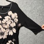 Edista Black Floral Rhinestone Accent Top Dolman Sleeves Made USA Size L Size L Photo 6