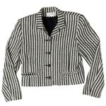 Vintage 90s Black White Houndstooth 100% Silk Cropped Blazer size XS Soiree Photo 9