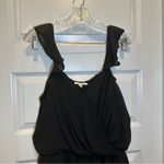 Lucca Couture  Black Flutter Sleeve Chiffon V Neck Romper size L Photo 3