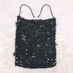 Free People Fun At Parties Black Sequin Strappy Crop Top Open Back Large New Photo 4