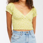 Billabong Women's Green & White Floral Crop Top S Photo 0