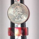 Size 7.5 Retro Red Clear Shimmer Swirl Boho Band Ring Photo 3