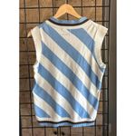 Vintage Lizgolf Womens Knit Vest Sz Large Blue White Striped Vest Photo 1