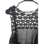 India Boutique Black Crochet Woven Vest With Bottom Fringe Size undefined Photo 1