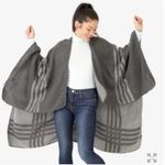 BB Dakota NEW Charcoal Gray Striped Poncho Cape One Size Photo 0