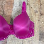 Victoria's Secret  38DDD Vibrant Hot Pink Magenta Floral Lace Silver Bra Padded Photo 7