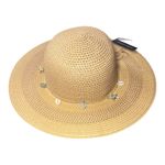 Tan Sun Hat with Wide Brim and Decorative Band Photo 1
