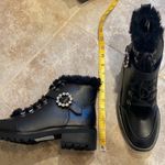 Nanette Lepore 🆕  Imane faux fur leather lace up ankle boots rhinestone b… Photo 3