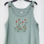 Source Unknown Floral Embroidered Jumpsuit Wide Leg Overalls Romper Sleeveless Casual Gardening Photo 2